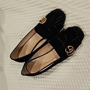 Gucci Marmont Black Suede Heels Pumps Size EU 39